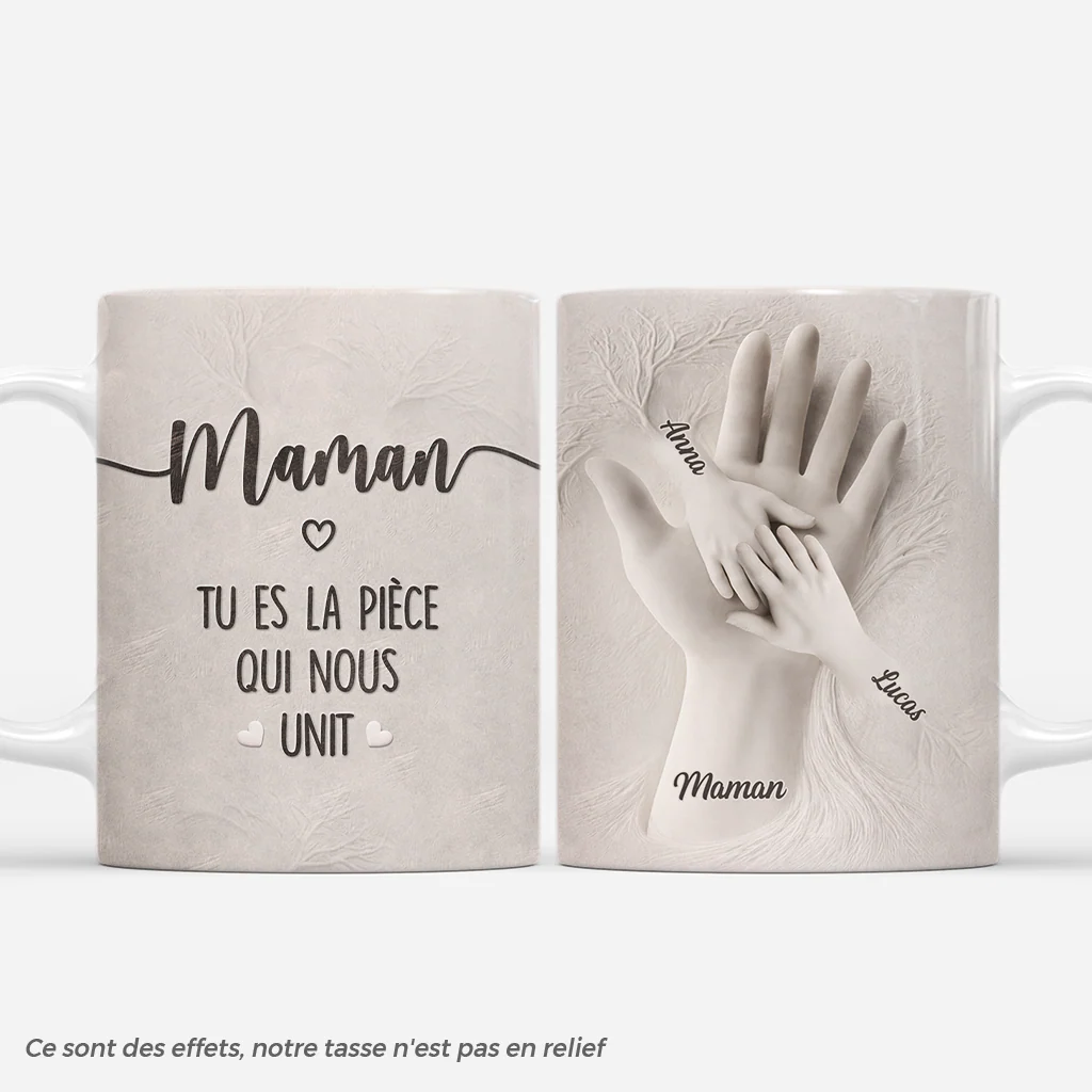 [Effet d'impression 3D] Tasse Pour Maman | Maman Papa Qui Nous Unit Personnalisé