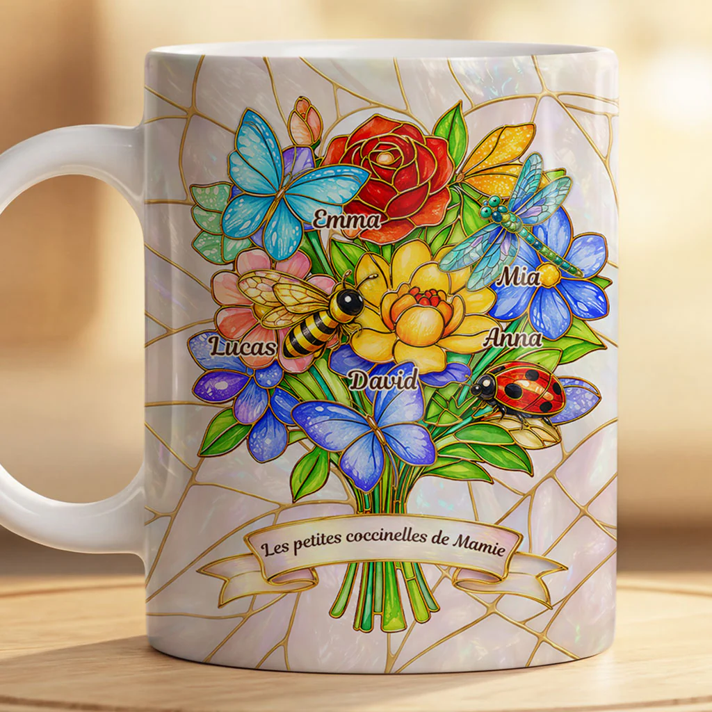 [Effet d'impression 3D] Mug Personnalisé Maman - Petite Coccinelle Dans Le Jardin De Maman Mamie - Image 2