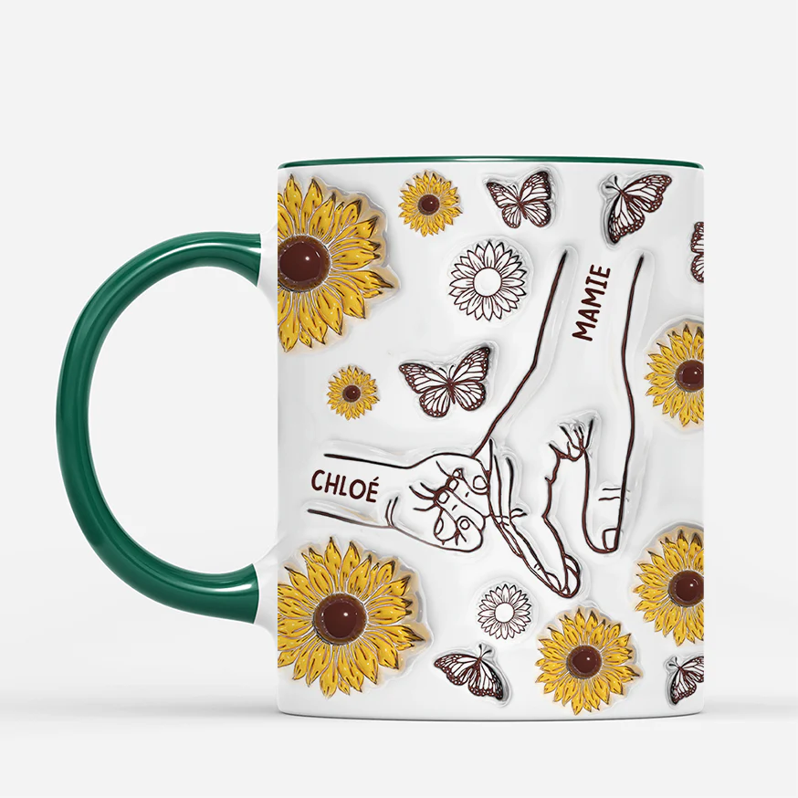 [Effet d'Impression 3D] Mug Personnalisé Maman - Maman Tournesol Et Papillon - Image 2