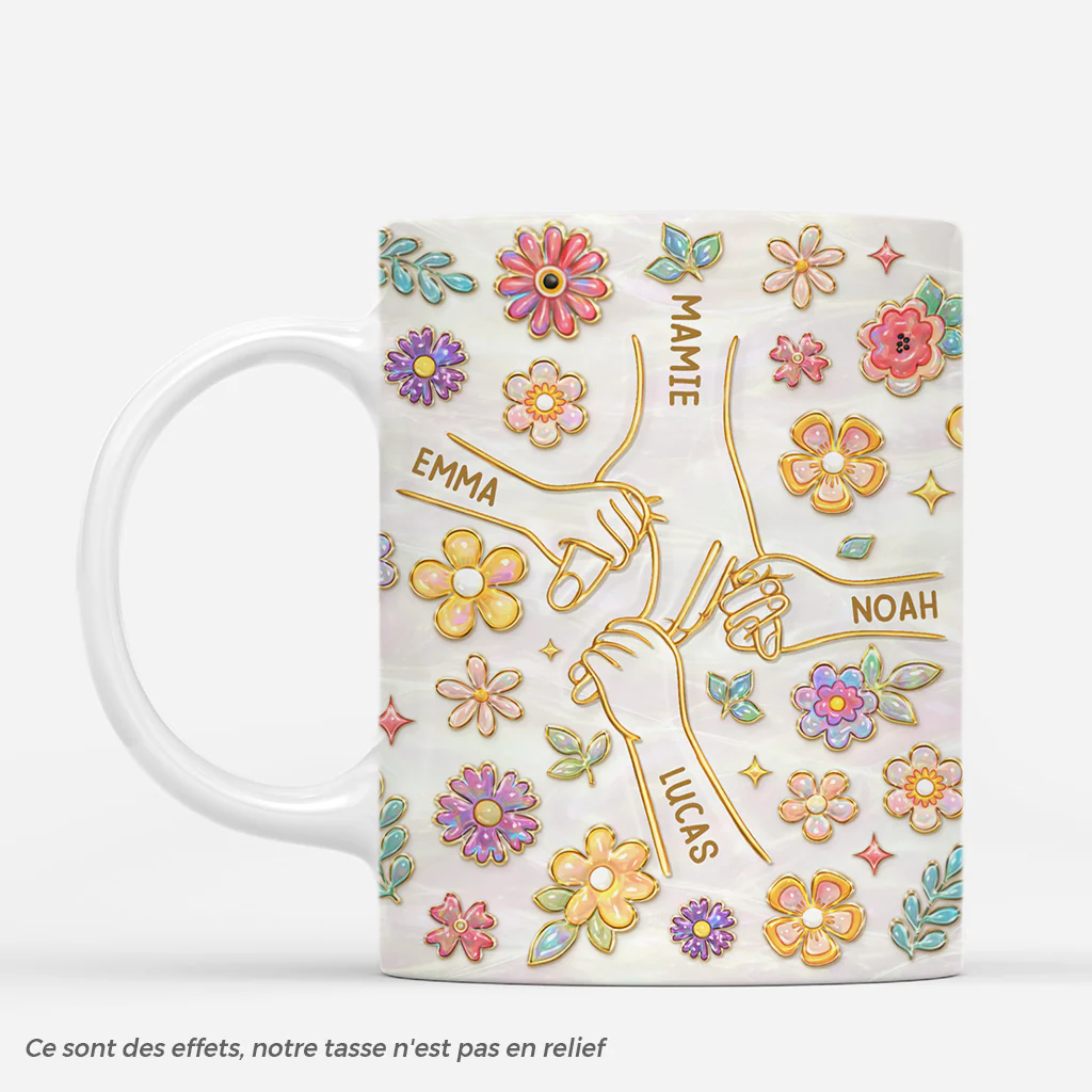 [Effet d'impression 3D] Mug Personnalisé Fête des Mères - Cadeau Fleur Fête De Mamie/Maman