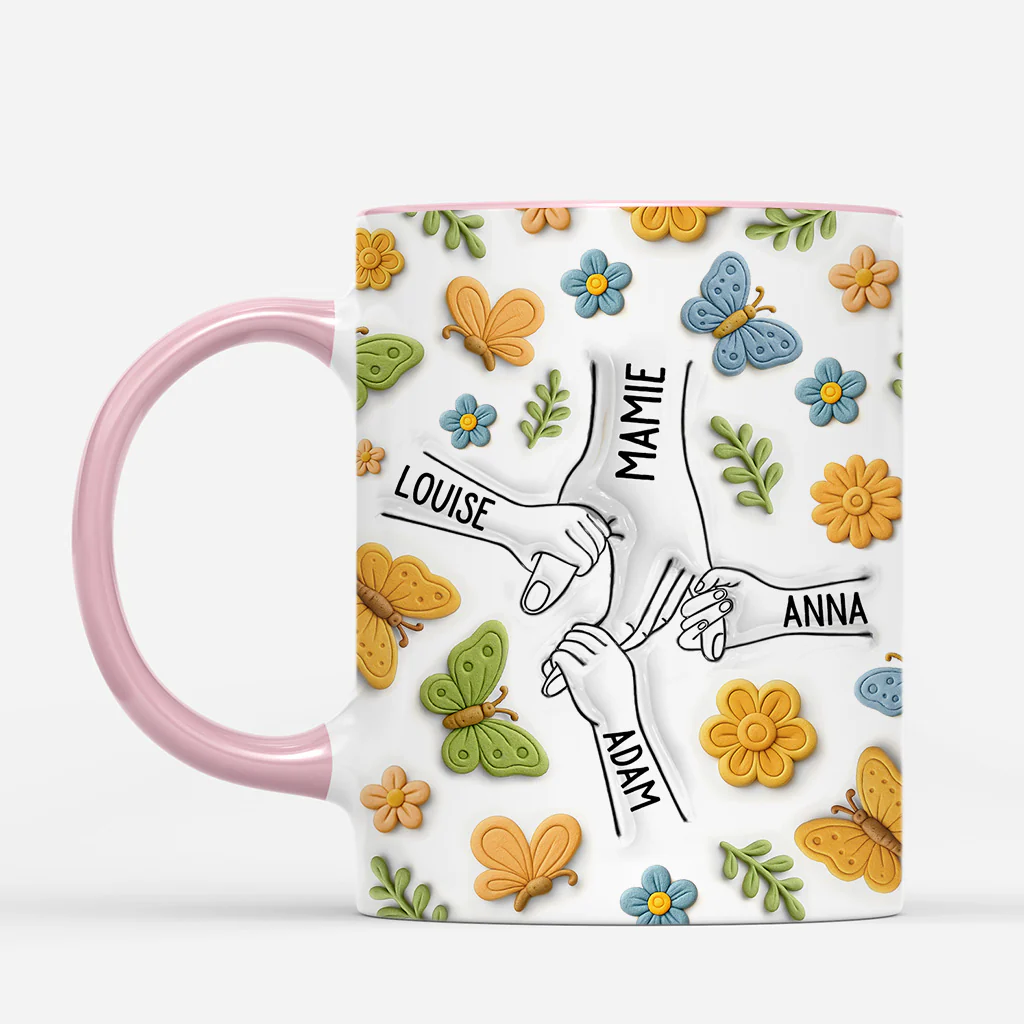 Tasse Personnalisée Maman - Maman/Mamie Avec Fleurs Biscuits - Effet 3D - Image 2