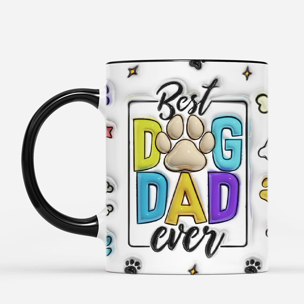 [Effet d'Impression 3D] Mug Personnalisé Papa - Meilleur Papa Chien - Version Coloré - Image 2