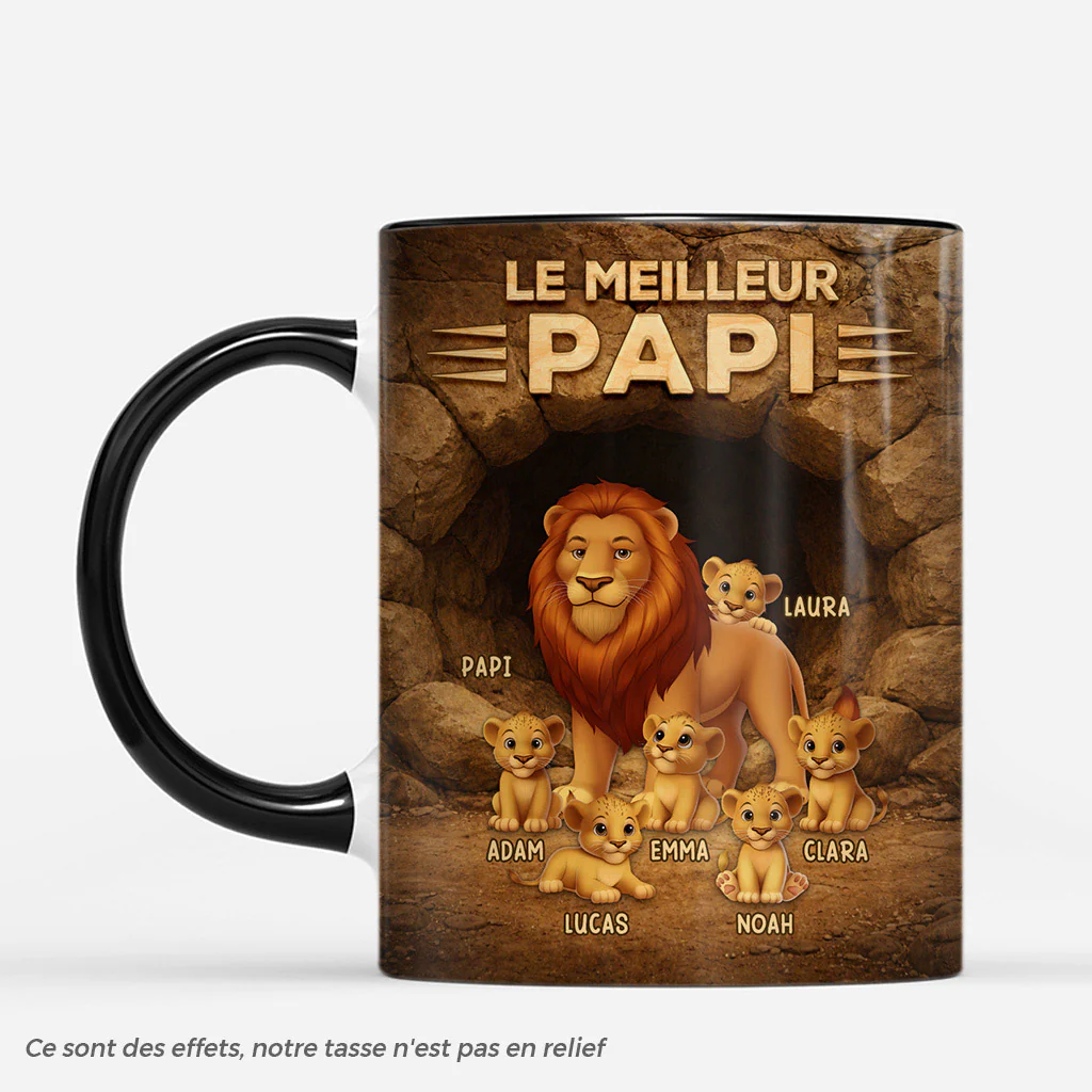 [Effet d'impression 3D] Mug Personnalisé - Meilleur Papa Papi Lion Du Monde