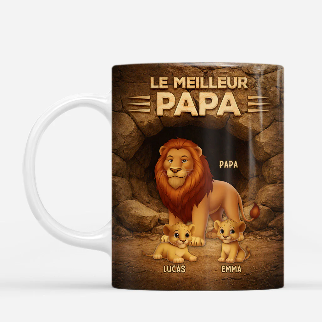[Effet d'impression 3D] Mug Personnalisé - Meilleur Papa Papi Lion Du Monde - Image 2