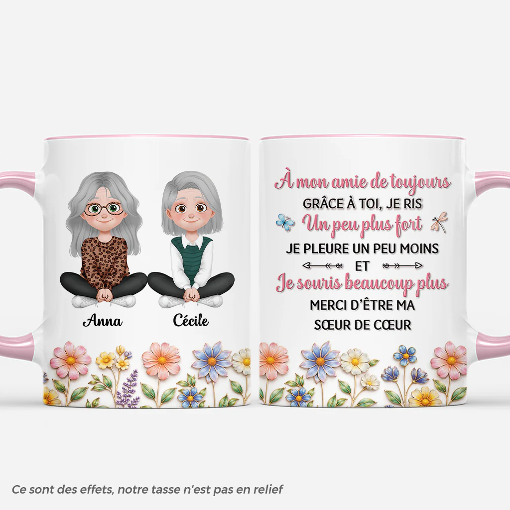 [Effet d'impression 3D] Mug Personnalisé Meilleure Amie - Ma Sœur De Cœur