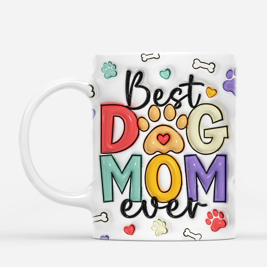 [Effet d'Impression 3D] Mug Personnalisé Maman - Meilleure Maman Chien - Taper Les Pattes - Image 2