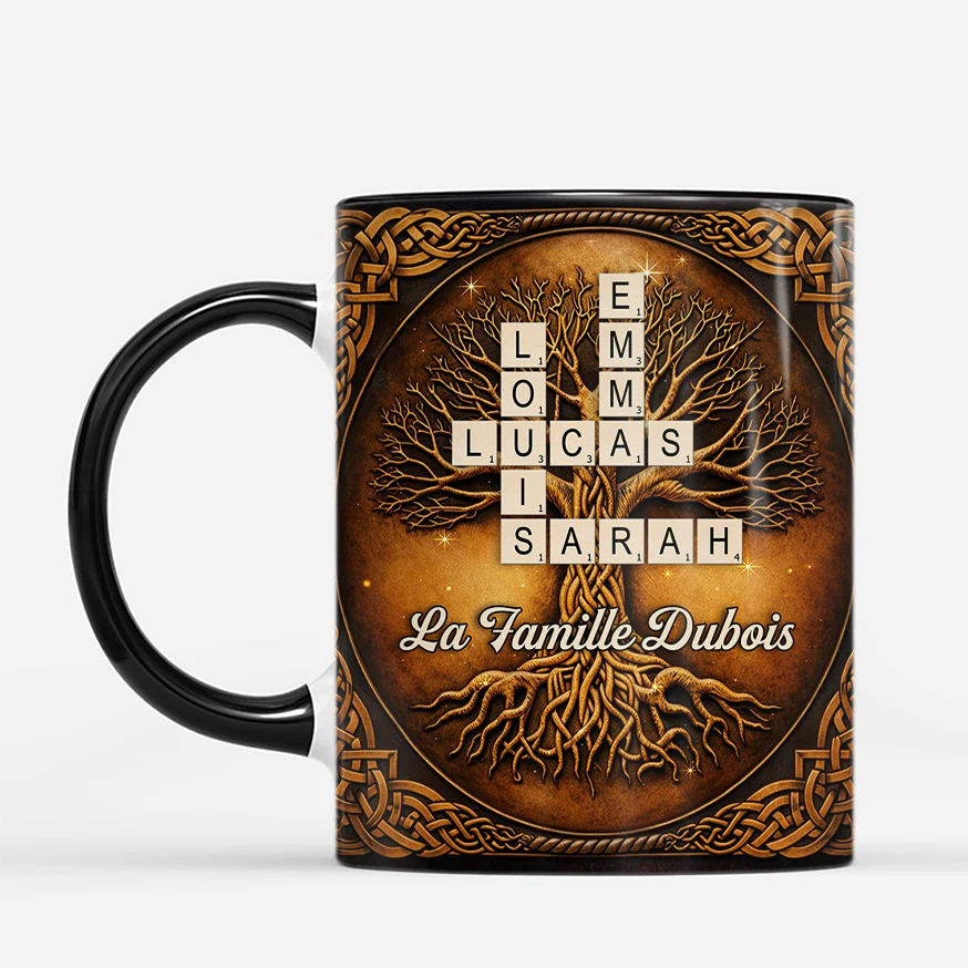 [Effet d'impression 3D] Mug Personnalisé Mots-Croisés - Arbre De Vie De Famille - Image 2