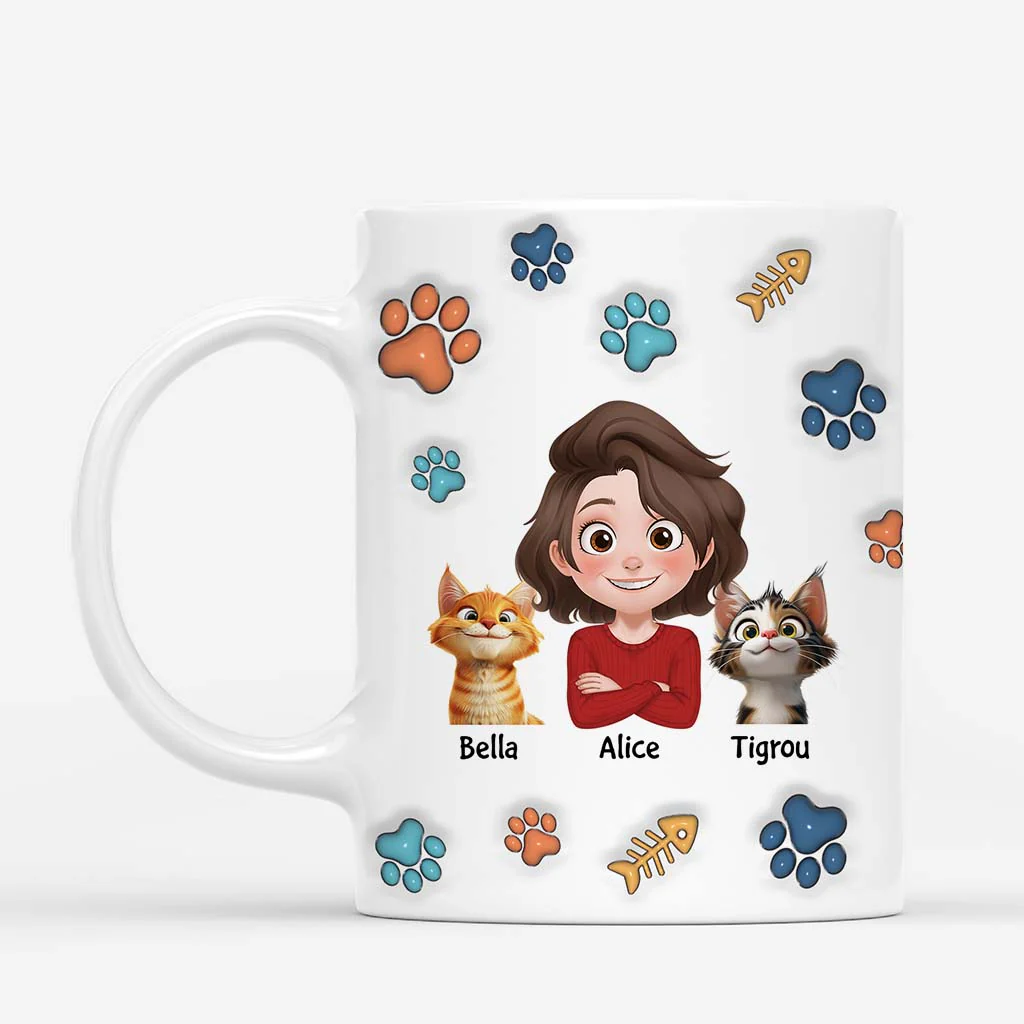 [Effet d'impression 3D] Mug Personnalisé Noël - Meilleur Papa Chat Du Monde - Image 2