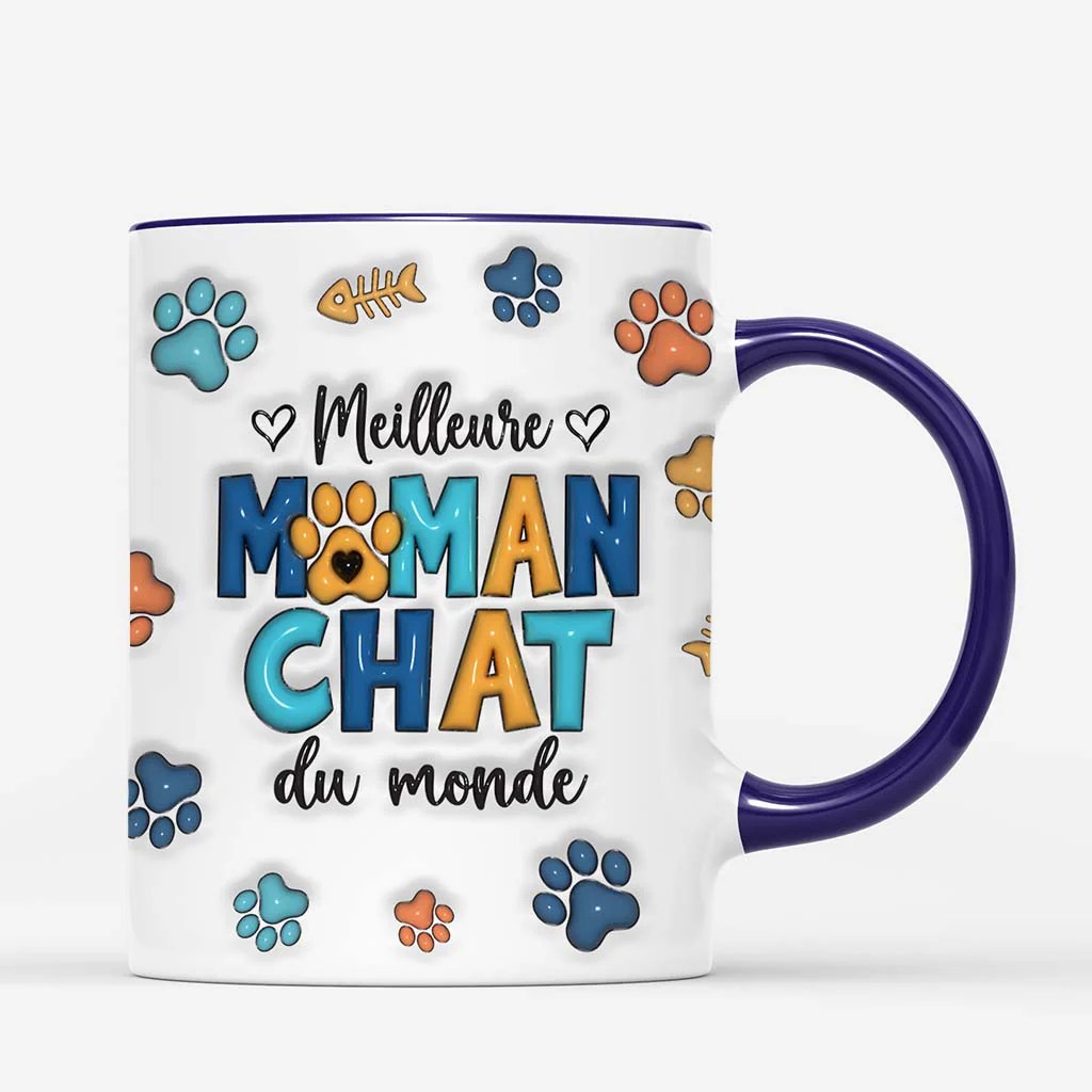 [Effet d'impression 3D] Mug Personnalisé Noël - Meilleur Papa Chat Du Monde - Image 3