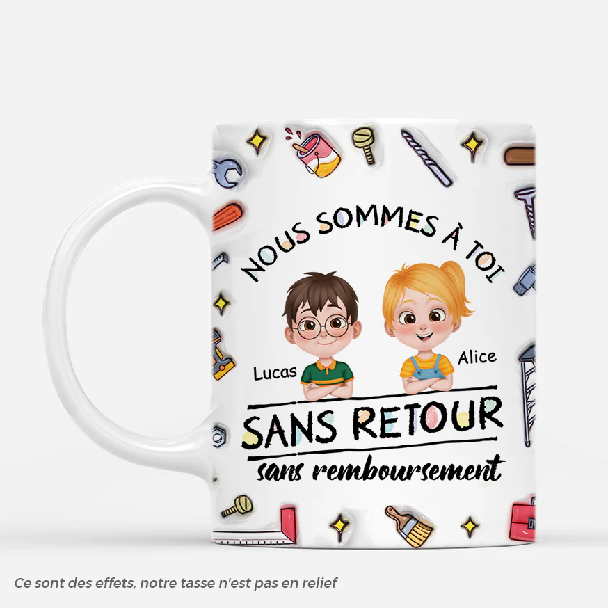[Effet d'Impression 3D] Mug Personnalisé Papa - Aucun Retour Ni Remboursement - Coloré