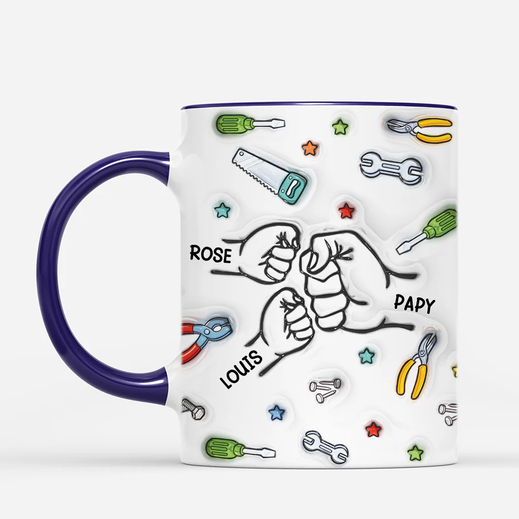 [Effet d'Impression 3D] Mug Personnalisé - Papa Bricolage - Version Vert - Image 2