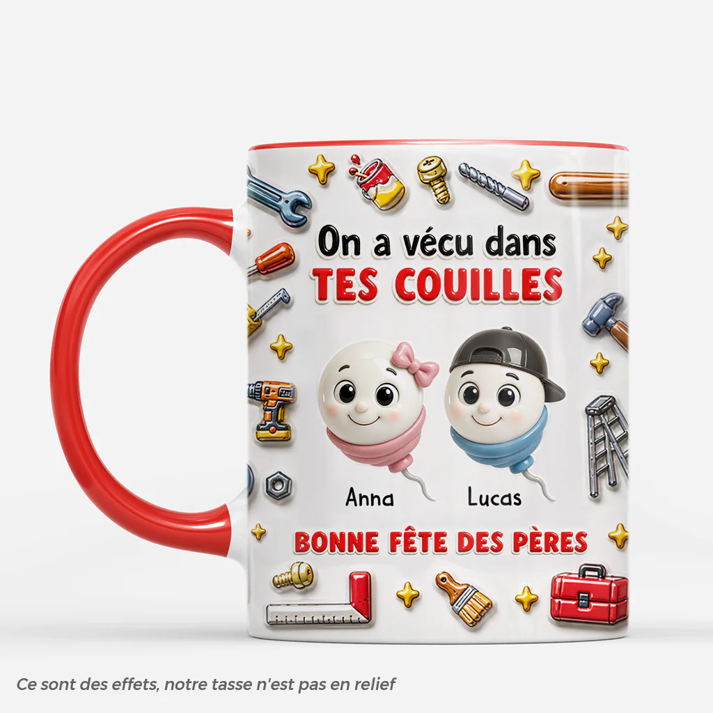 [Effet d'Impression 3D] Mug Personnalisé Papa Bricoleur - Cadeau Fête Des Pères Original