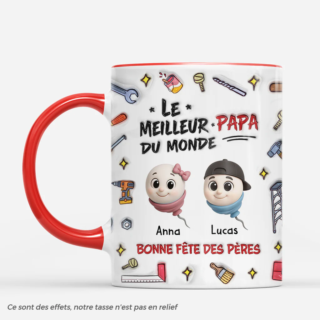 [Effet d'Impression 3D] Mug Personnalisé Papa - Cadeau Meilleur Papa Meilleure Maman
