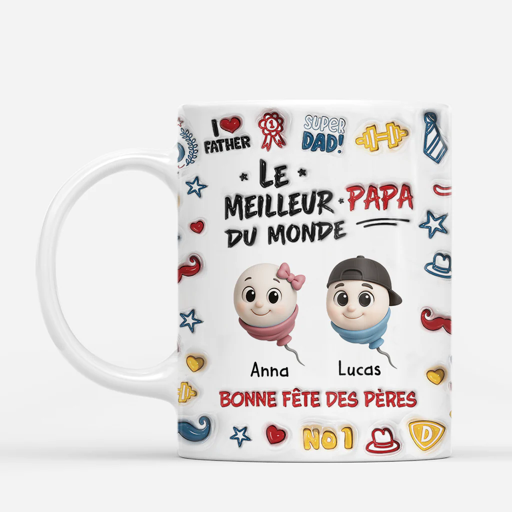 [Effet d'Impression 3D] Mug Personnalisé Papa - Cadeau Meilleur Papa Meilleure Maman - Image 2
