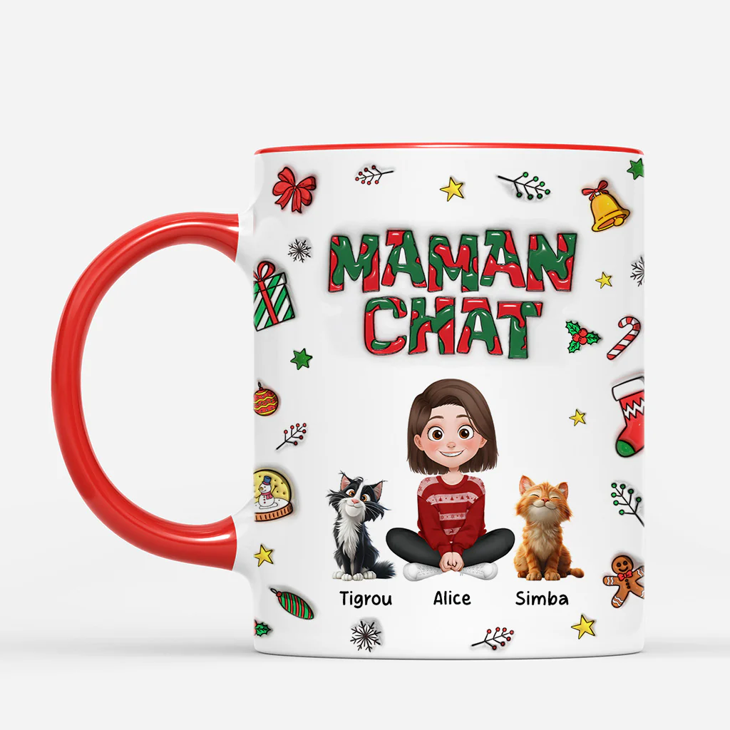 [Effet d'impression 3D] Mug Personnalisé - Papa Chat De Noël - Image 2