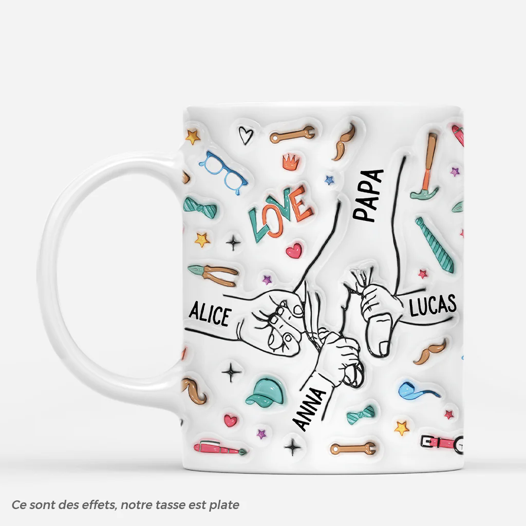 [Effet d'Impression 3D] Mug Personnalisé Papa - Design Coloré