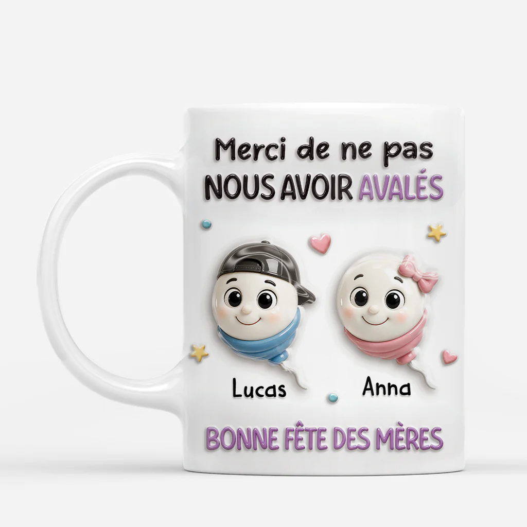 [Effet d'Impression 3D] Mug Personnalisé Papa Maman - Cadeau Fête Des Pères Des Enfants Avec Humour - Image 2