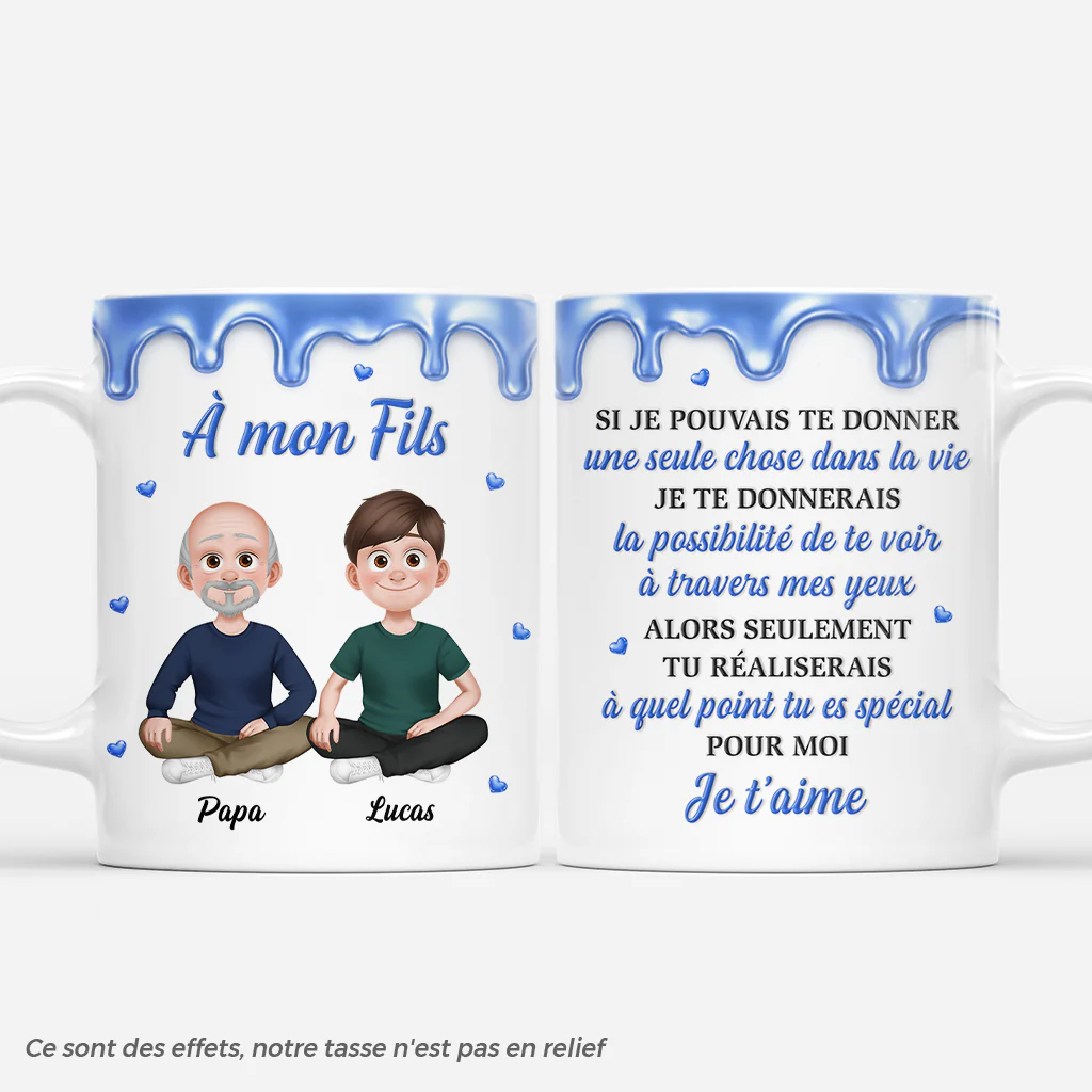 [Effet d'impression 3D] Mug Personnalisé Papa Maman - Fille/Fils/Petite-fille/Petit-fils À Travers Mes Yeux