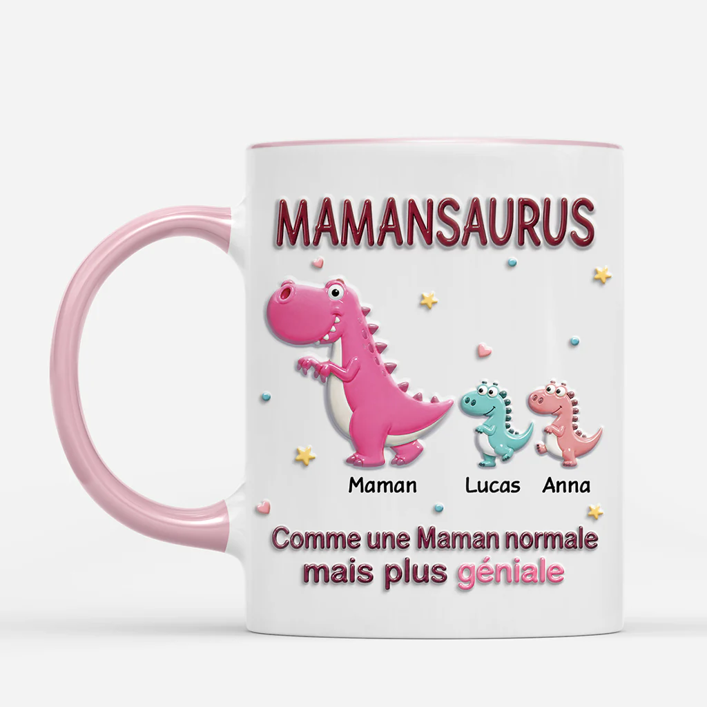 [Effet d'Impression 3D] Mug Personnalisé Papa Maman - Papasaurus Plus Génial - Image 2