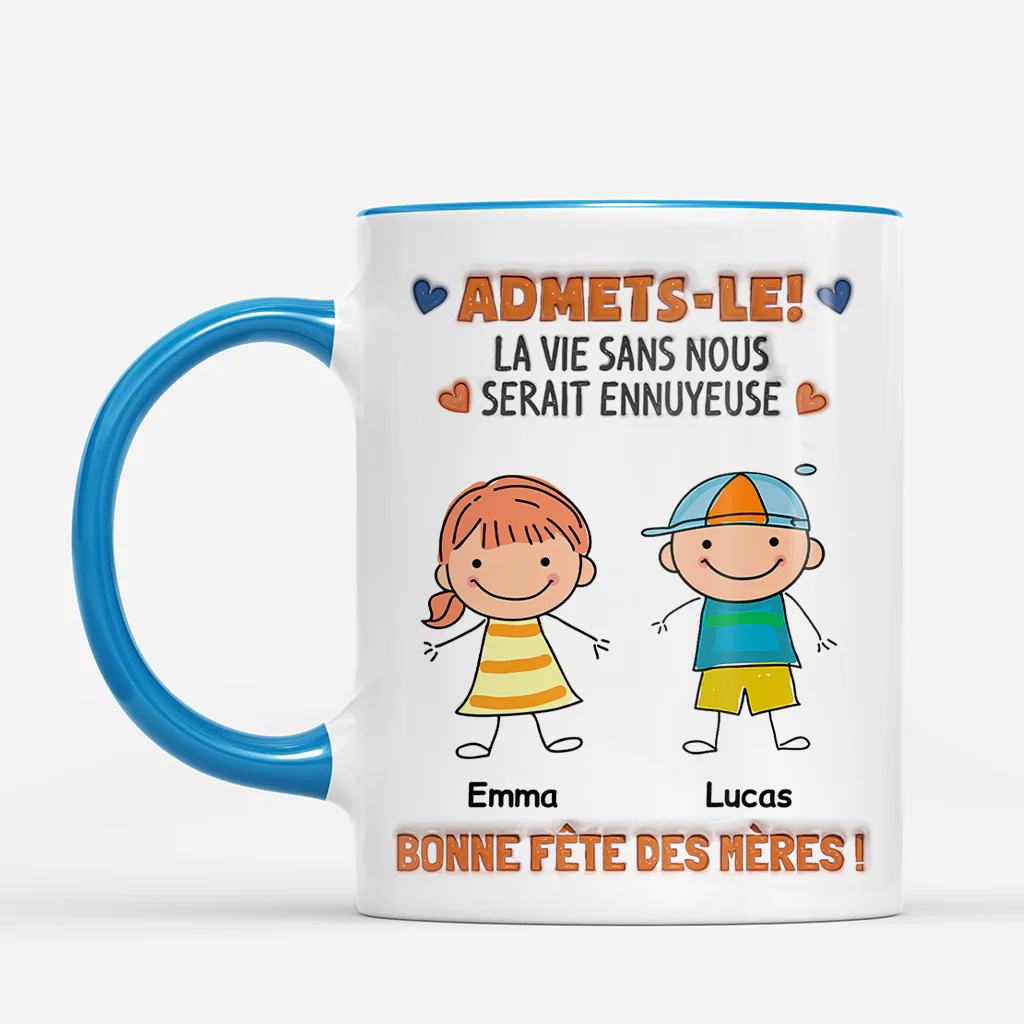 [Effet d'Impression 3D] Mug Personnalisé Papa Maman - Vie Avec Enfants Cadeau Fête Des Pères - Image 2