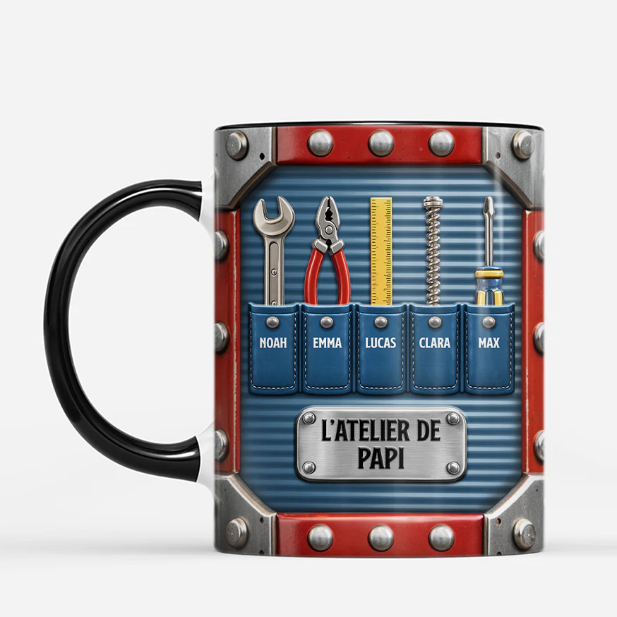 [Effet d'impression 3D] Mug Personnalisé Papa Papy - Atelier De Papa Bricoleur - Image 2