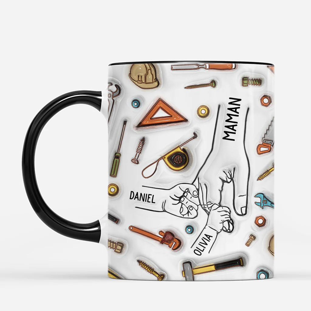 [Effet d'Impression 3D] Mug Personnalisé Papa Papy - Cadeau Papa Avec Enfant - Image 2