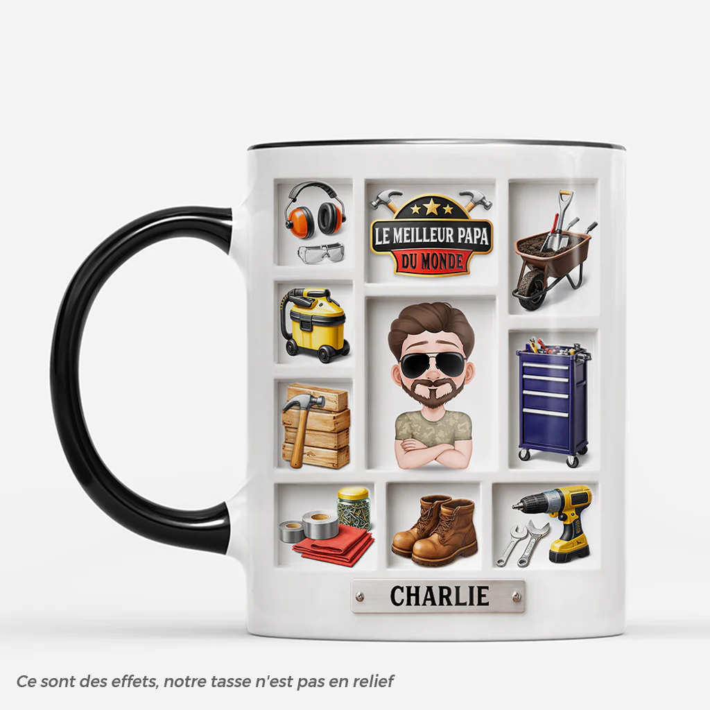 Mug Personnalisé Papa - Papa Bricoleur - Effet 3D