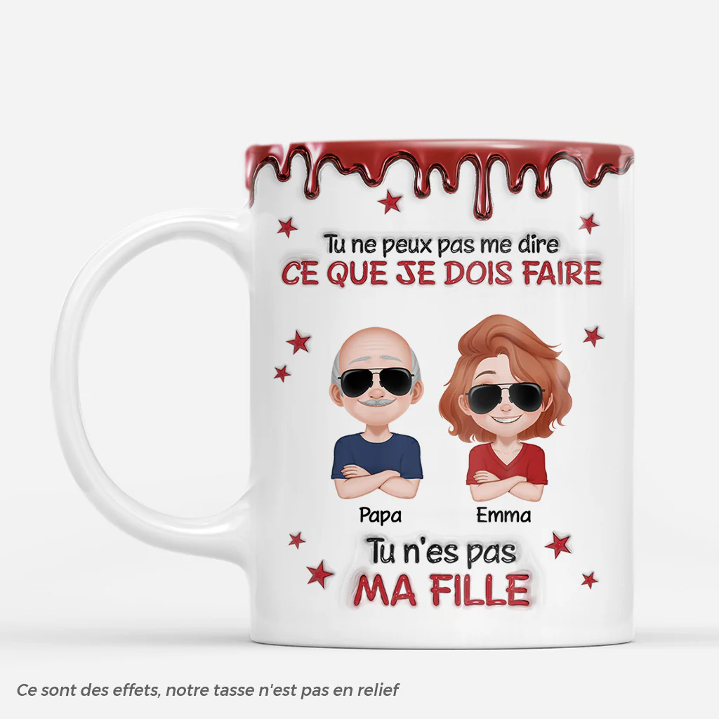 [Effet d'impression 3D] Mug Personnalisé Papa Papy Humour - Pas Me Dire Quoi Faire