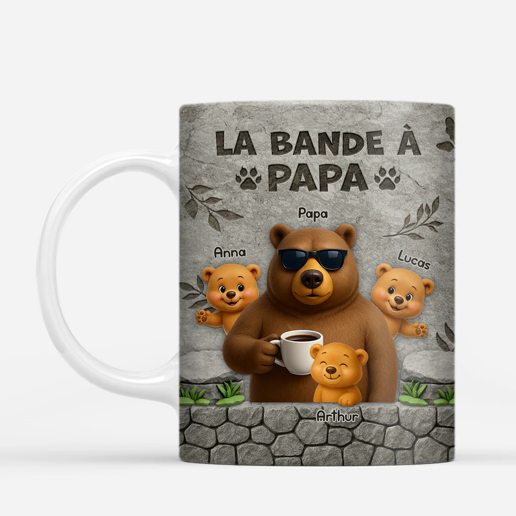 Tasse Personnalisée Papy Effet 3D - La Bande À Papa Papy Ours Cool