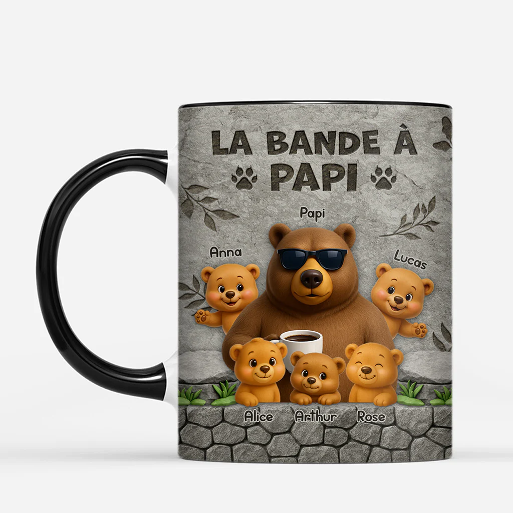 Tasse Personnalisée Papy Effet 3D - La Bande À Papa Papy Ours Cool - Image 2