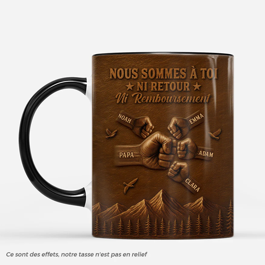 Mug Bonne Fête Papa Personnalisé - Ni Retour Ni remboursement - Effet 3D