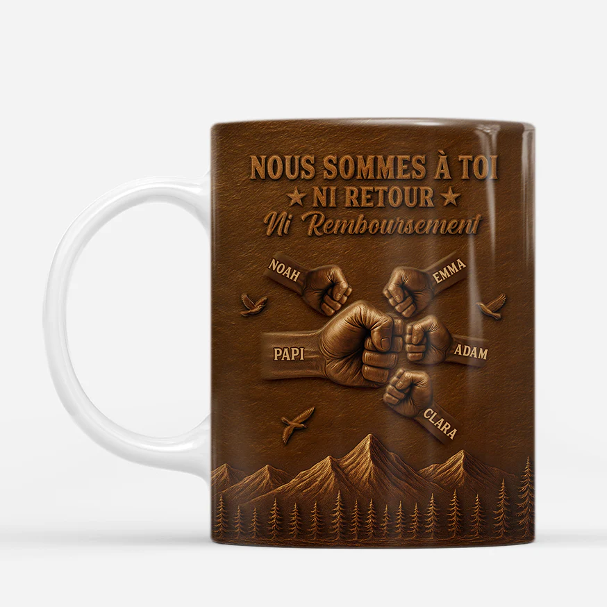 Mug Bonne Fête Papa Personnalisé - Ni Retour Ni remboursement - Effet 3D - Image 2