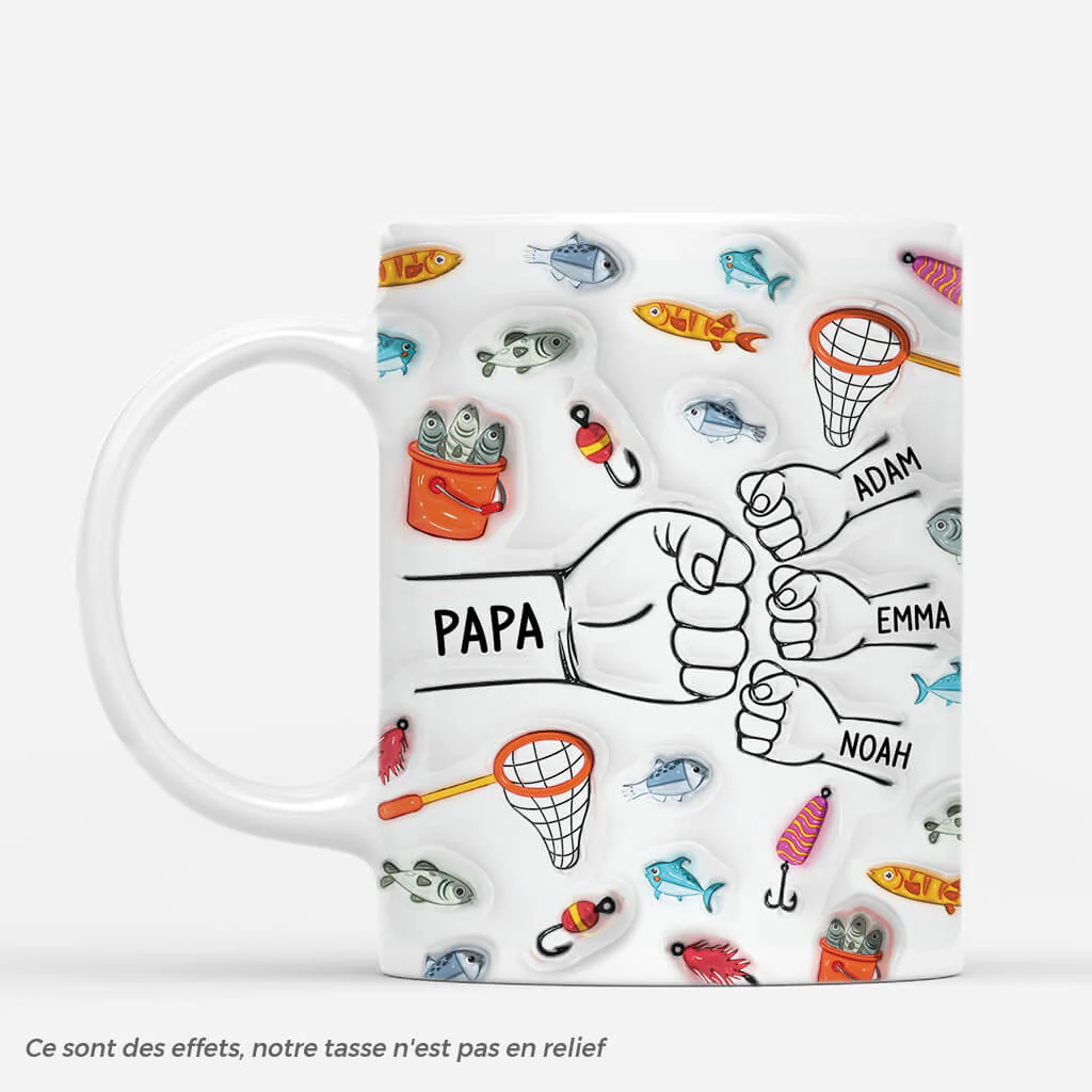 Mug Personnalisé Effet 3D – Papa Pêcheur