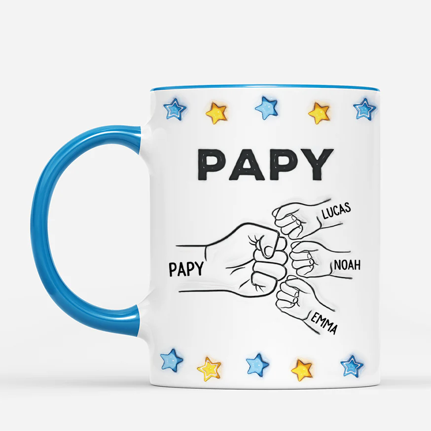 [Effet d'Impression 3D] Mug Personnalisé - Papa Poings - Monochrome - Image 2