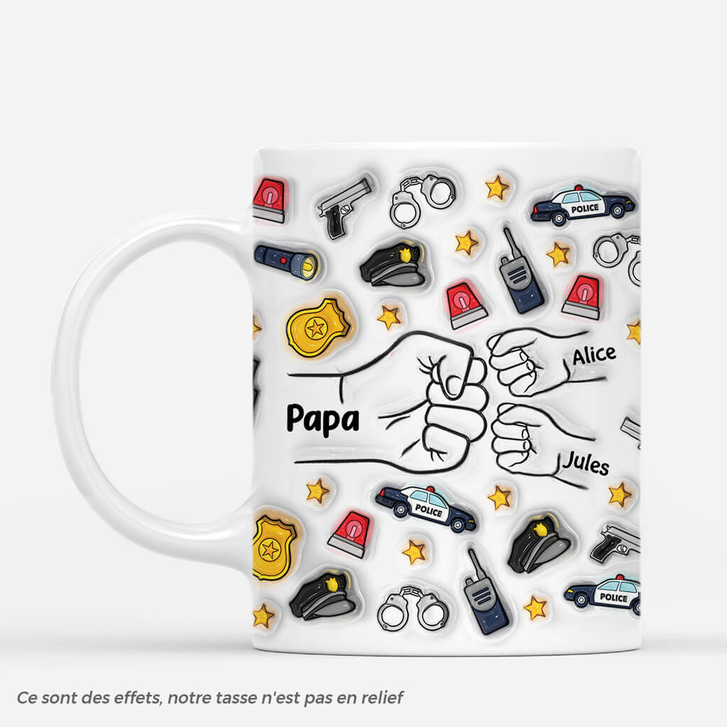 [Effet d'Impression 3D] Mug Personnalisé Papa - Papa Police