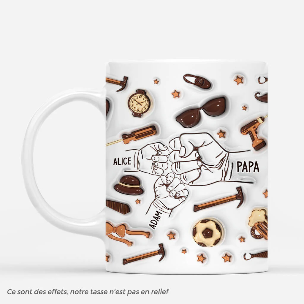 [Effet d'Impression 3D] Mug Personnalisé - Papa - Version Brun