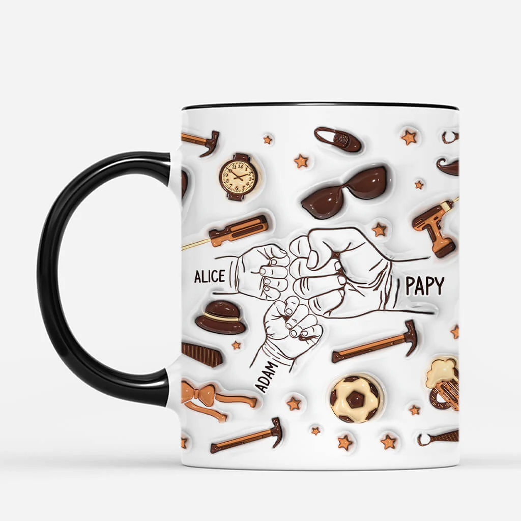 [Effet d'Impression 3D] Mug Personnalisé - Papa - Version Brun - Image 2