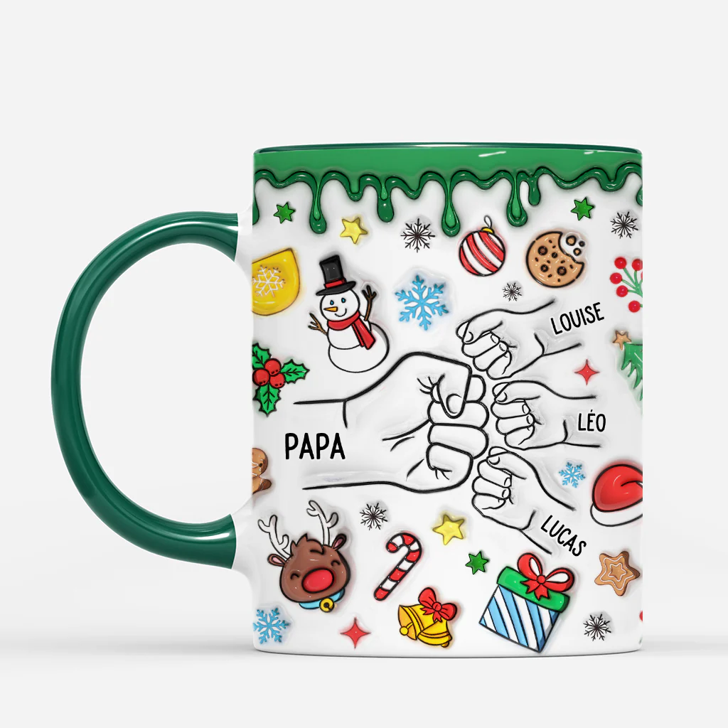 [Effet d'impression 3D] Mug Personnalisé Papy - La Bande À Papy Papa Avec Neige - Image 2
