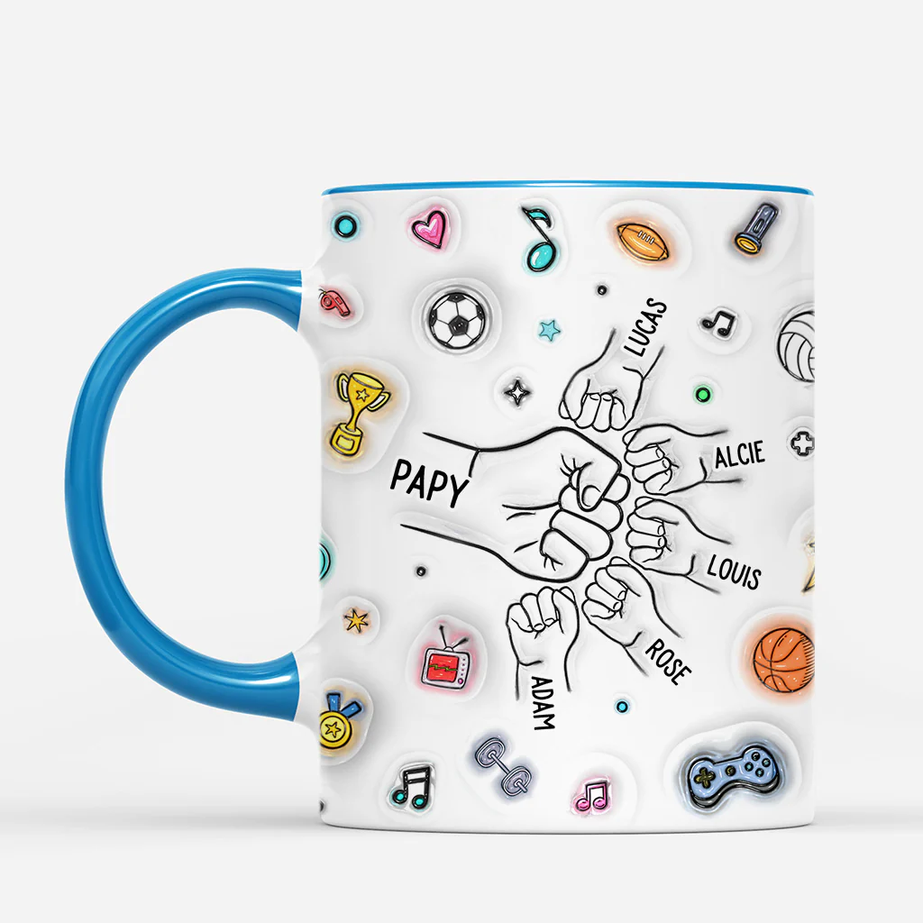 [Effet d'impression 3D] Mug Personnalisé Papa/Papy Et Enfants Caping - Image 2