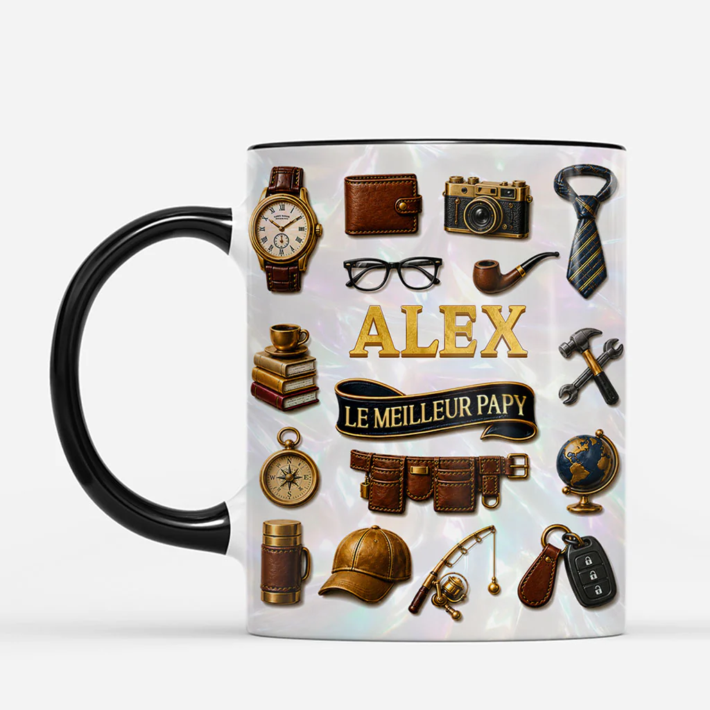[Effet d'Impression 3D] Mug Personnalisé Papy Papa - Le Meilleur Papy Papa - Image 2