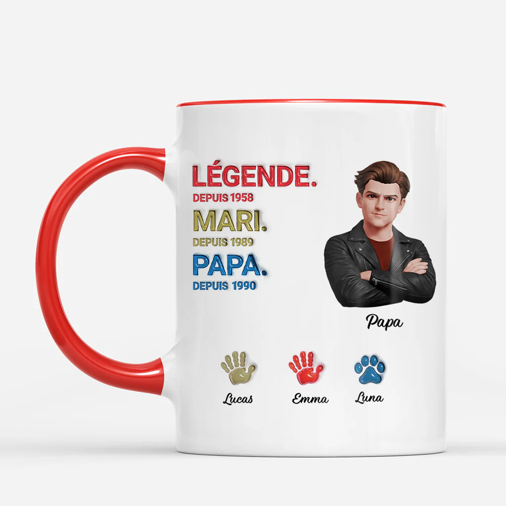 [Effet d'Impression 3D] Mug Personnalisé Papy Papa - Légende De Notre Famille - Image 2