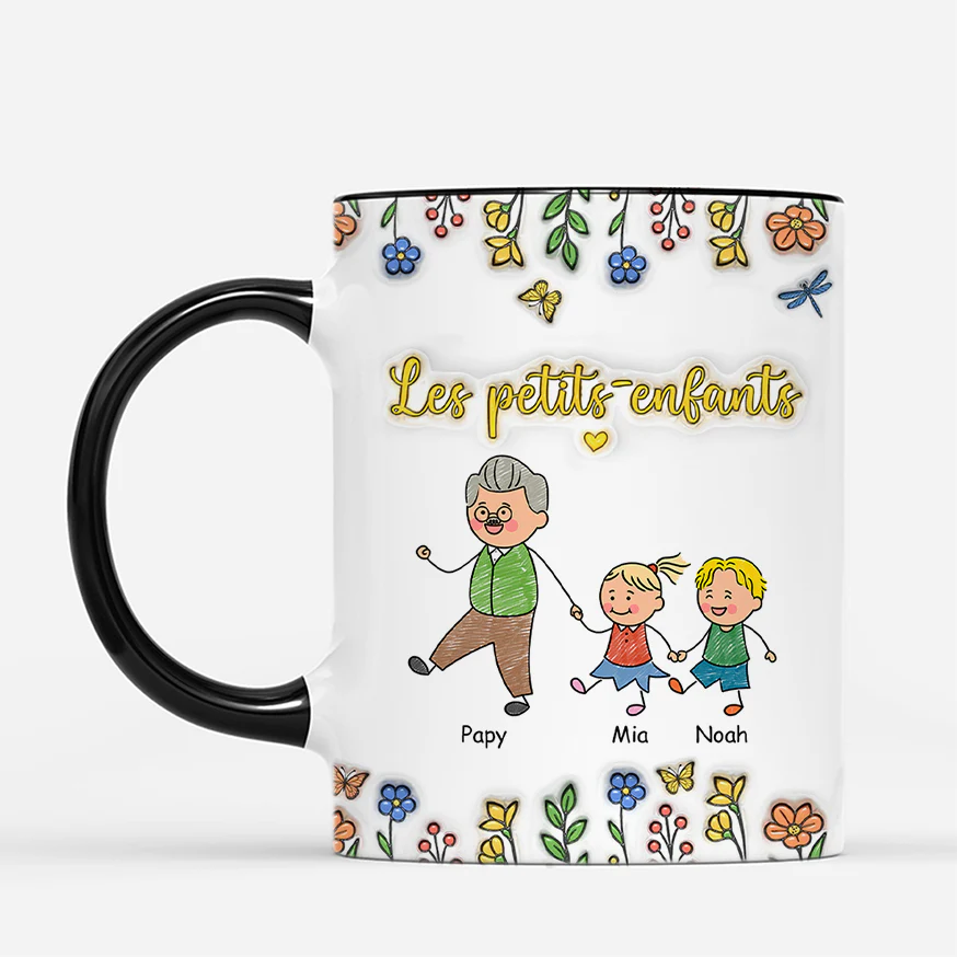 [Effet d'impression 3D] Tasse Personnalisée Fete des Grand mere - Petits Enfants De Mamie Papy - Image 2