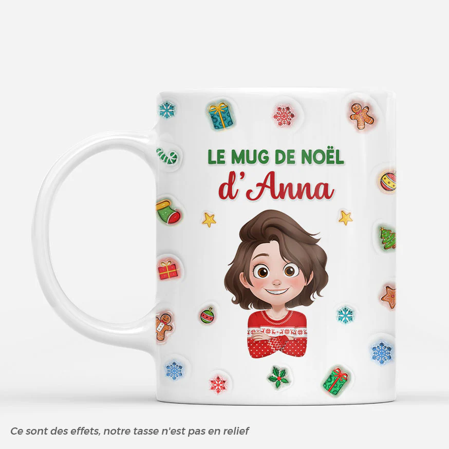 [Effet d'impression 3D] Mug Personnalisé Photo Femme/Homme - Le Mug De Noël