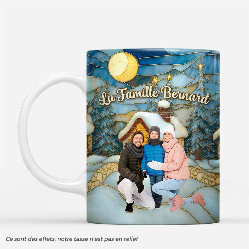 [Effet d'impression 3D] Mug Personnalisé Photo - Noël De Notre Famille