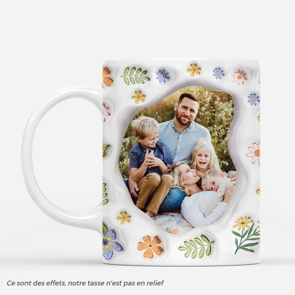 [Effet d'impression 3D] Mug Personnalisé Photo Pour Homme/Femme - Ensemble Avec Fleurs