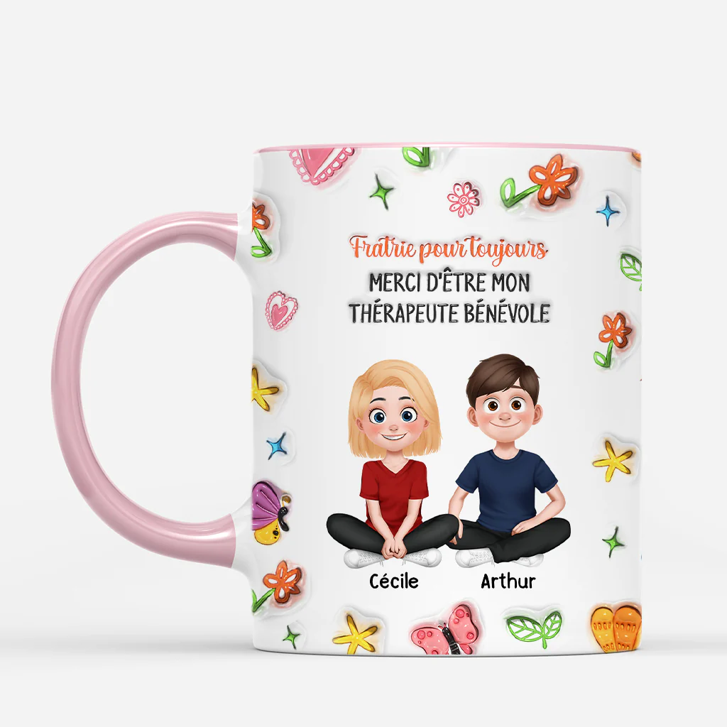 [Effet d'impression 3D] Mug Personnalisé Pour Amis/Frère/Sœur - Mon Thérapeute Bénévole - Image 2