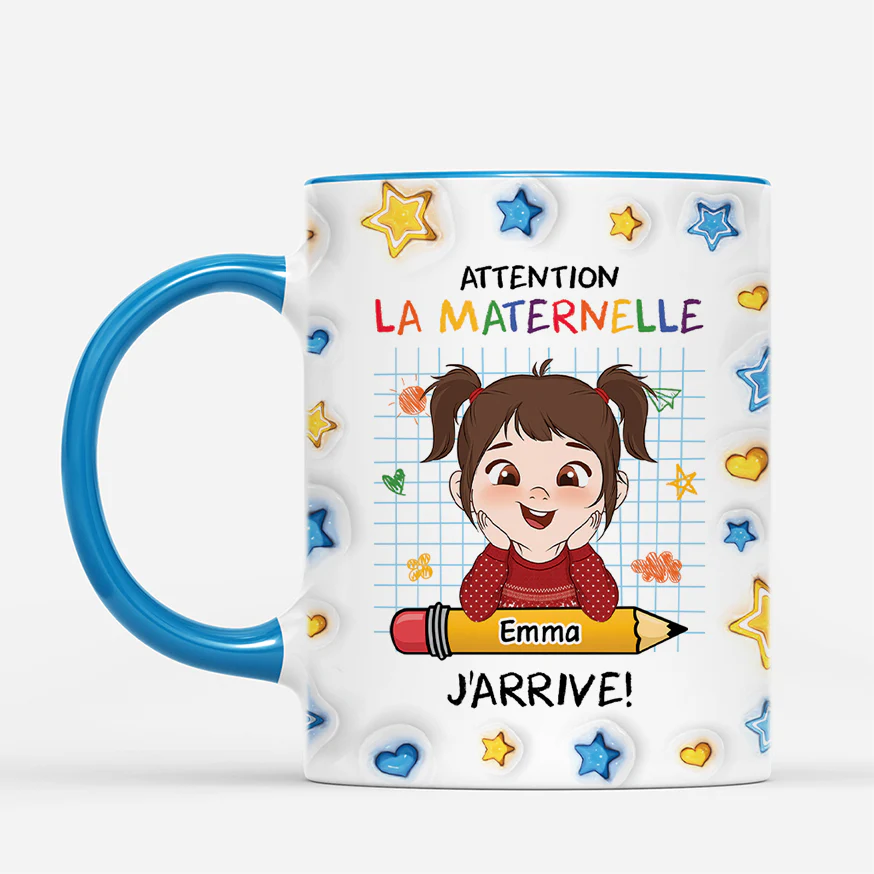 [Effet d'Impression 3D] Mug Personnalisé Enfant - Attention La Maternelle - Image 2