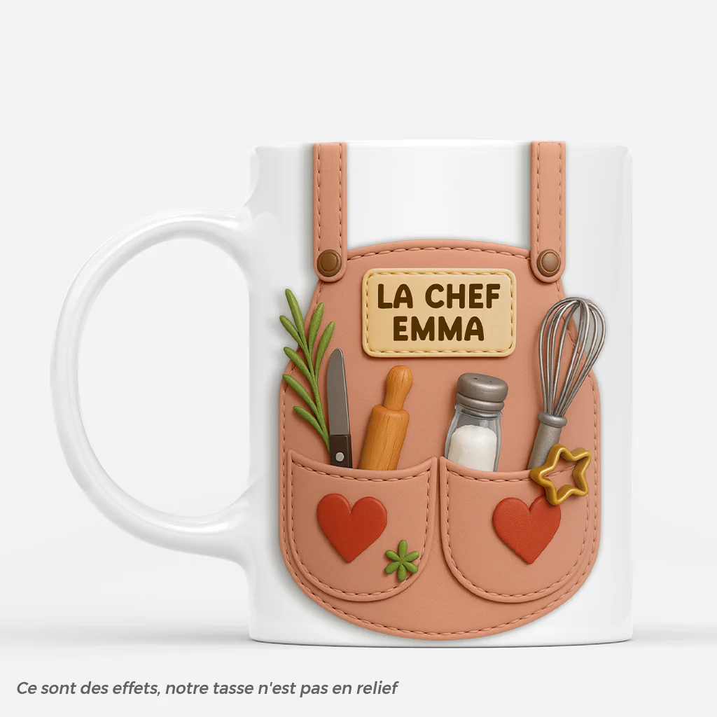 [Effet d'impression 3D] Mug Personnalisé Pour Femme/Homme - Cadeau Pour Chef Cuisinier