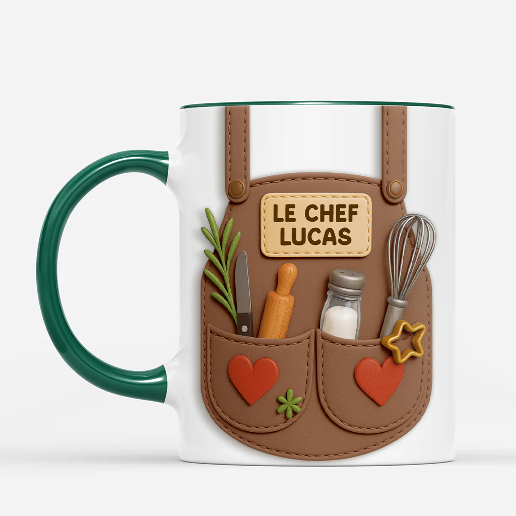 [Effet d'impression 3D] Mug Personnalisé Pour Femme/Homme - Cadeau Pour Chef Cuisinier - Image 2