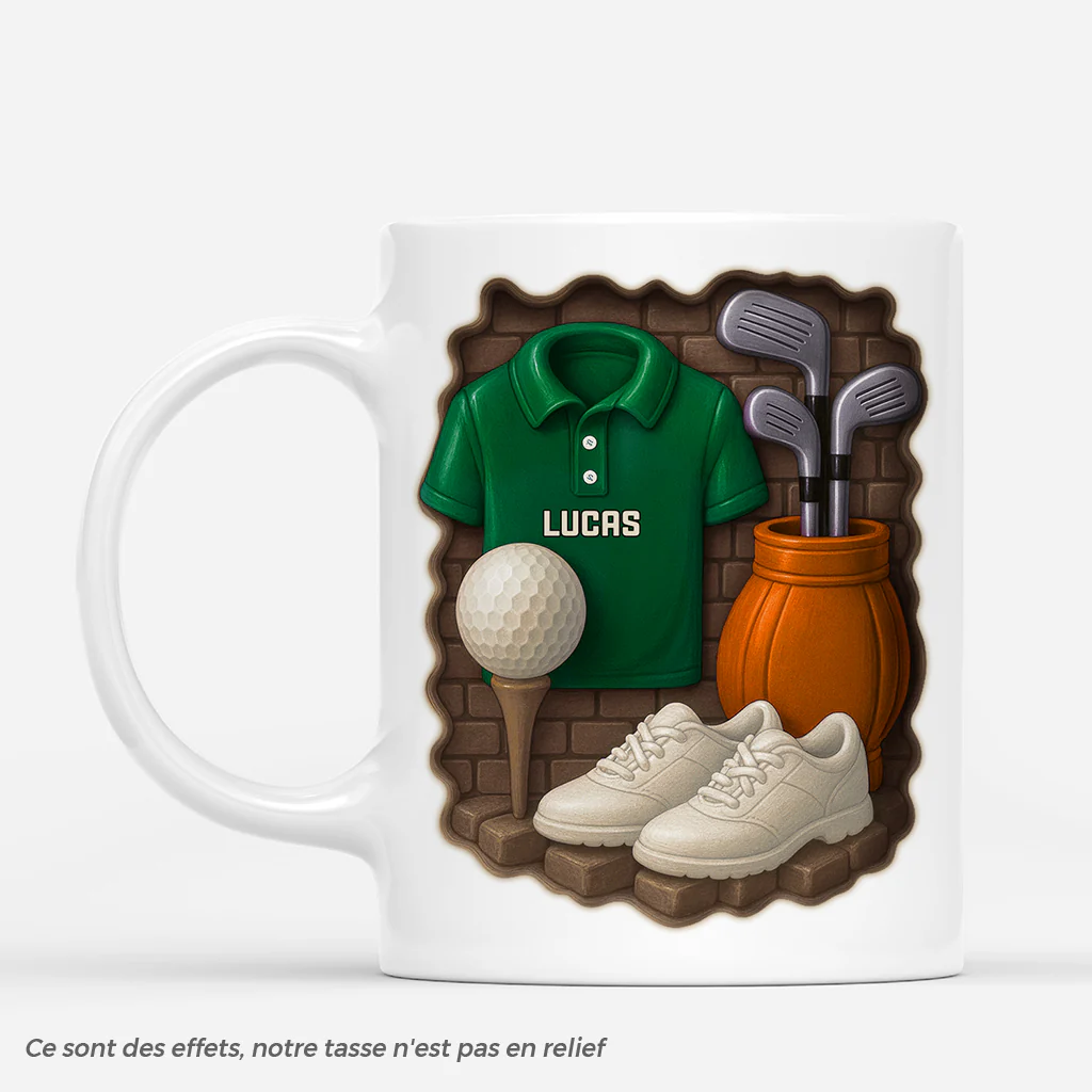 [Effet d'impression 3D] Mug Personnalisé Pour Femme/Homme - Cadeau Pour Golfeur
